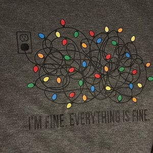 Holiday Lights Graphic Print Long Sleeve V Neck Shirt Small